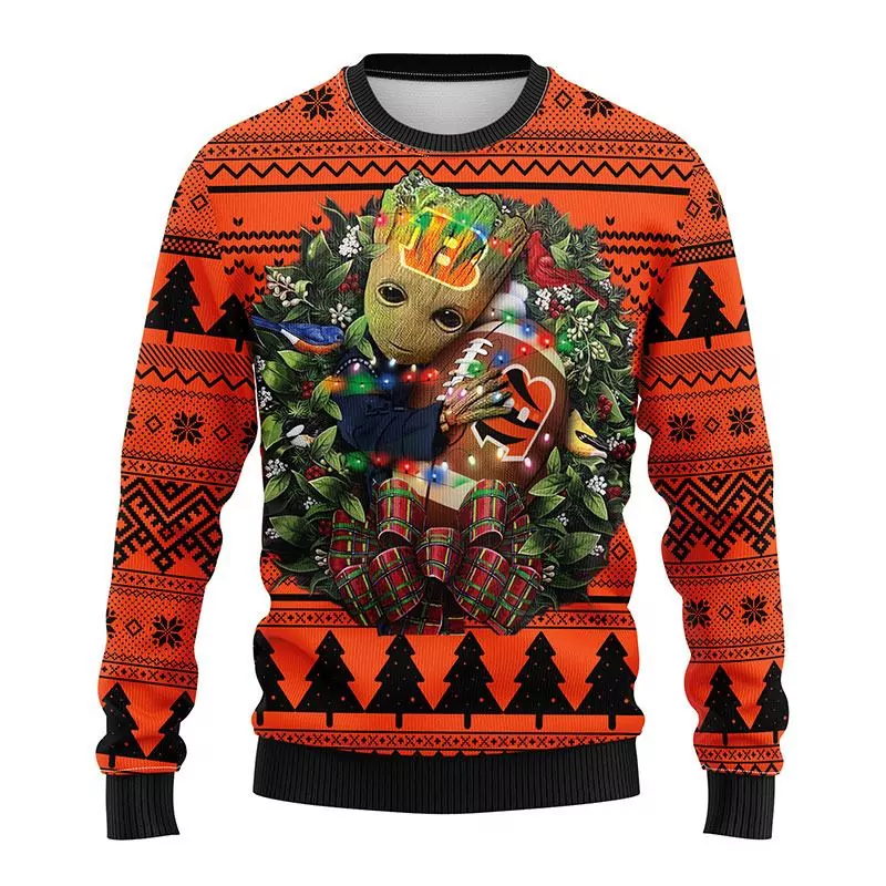 Cincinnati Bengals Groot Hug American Football Christmas Cincinnati Bengals Christmas 3d ugly sweatshirt