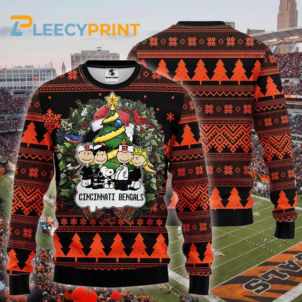 Cincinnati Bengals Santa Claus Snowman Christmas Candy Pattern Cincinnati Bengals Christmas 3d ugly sweatshirt