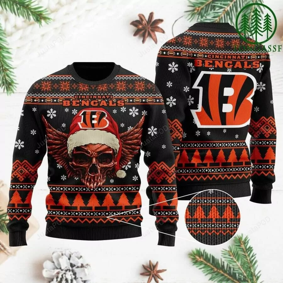 Cincinnati Bengals Santa Claus Snowman Christmas Candy Pattern Cincinnati Bengals Christmas 3d ugly sweatshirt