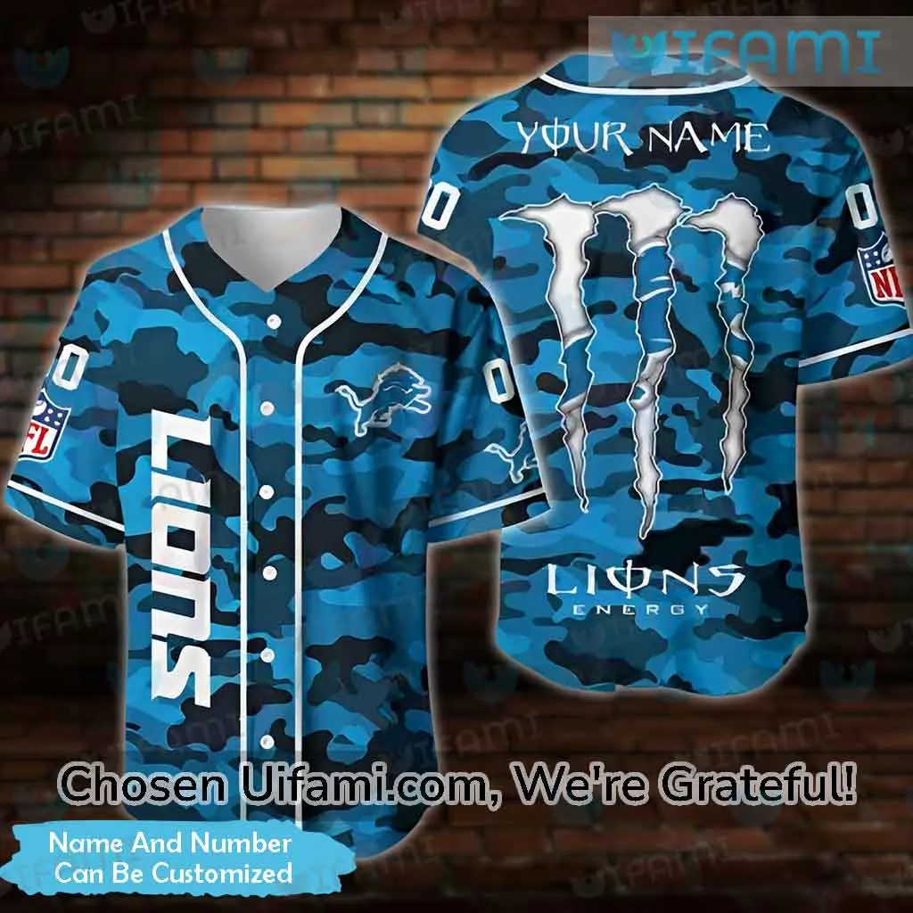 Custom Detroit Lions Baseball Camo Unique Detroit Lions Gifts 3d Baseball Shirt