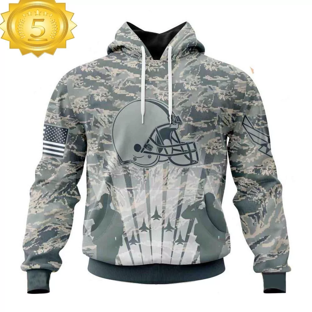 Custom Name And Number NFL Cleveland Browns Honor US Air Force Veterans 3d