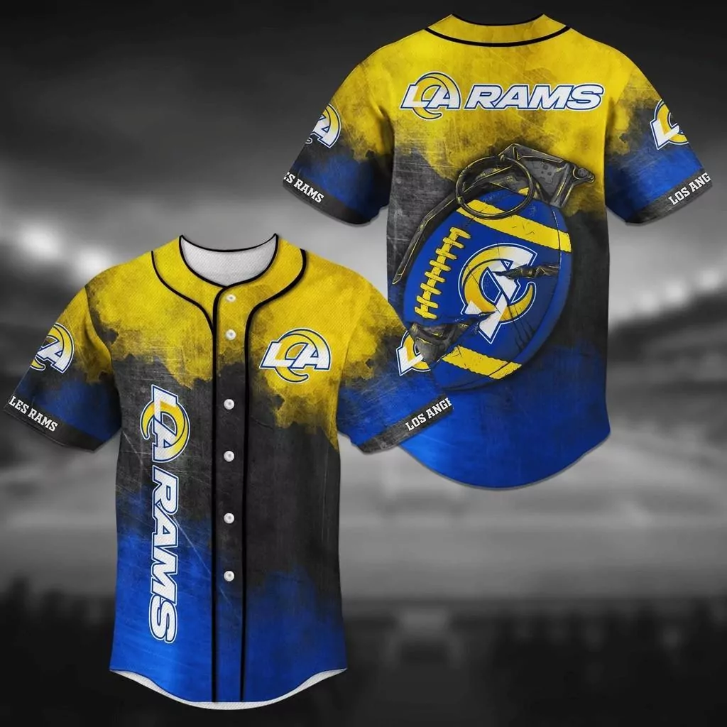 Custom Name And Number NFL Los Angeles Rams Halloween Baseball Gift For Fans 3d Baseball Shirt