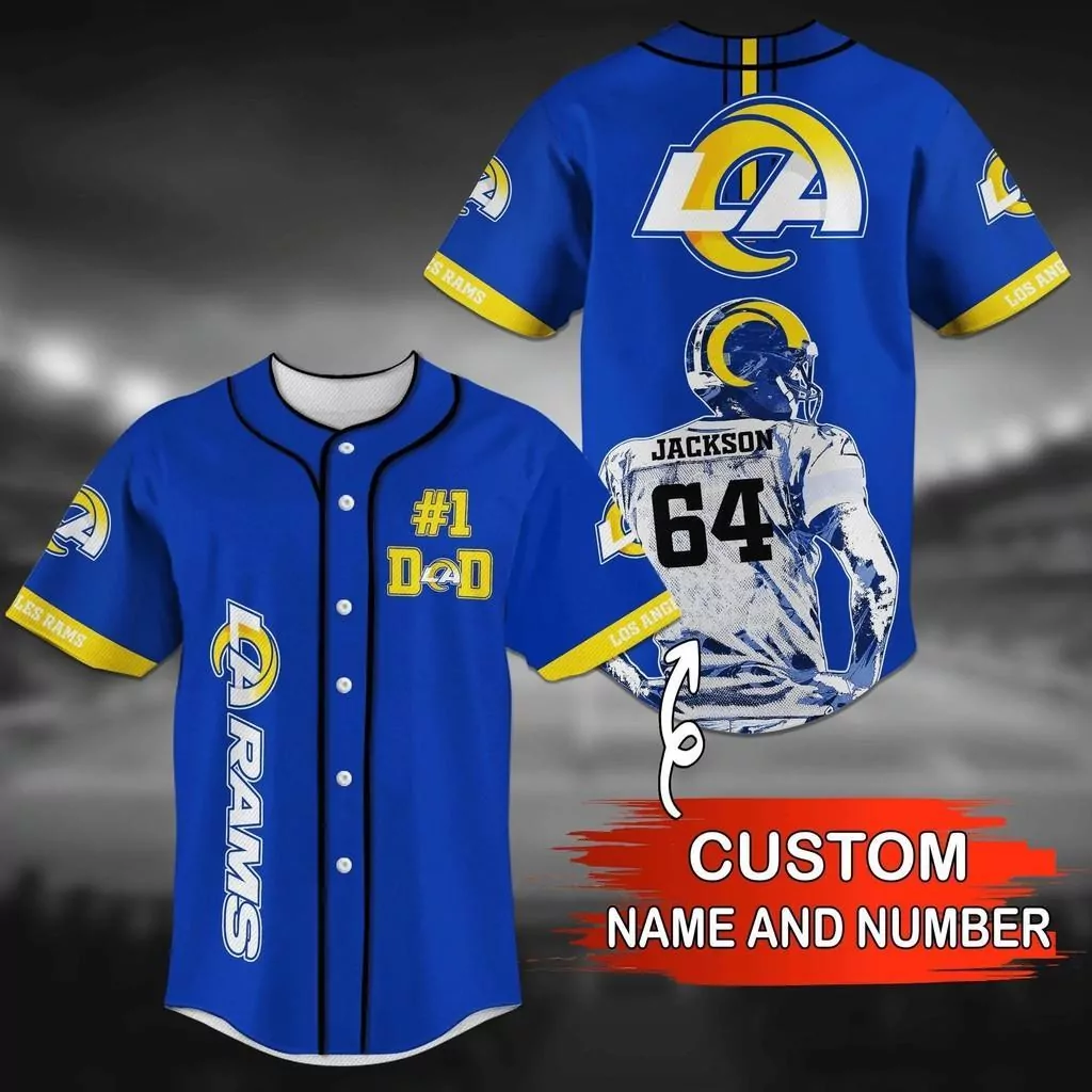 Custom Name And Number NFL Los Angeles Rams Halloween Baseball Gift For Fans 3d Baseball Shirt