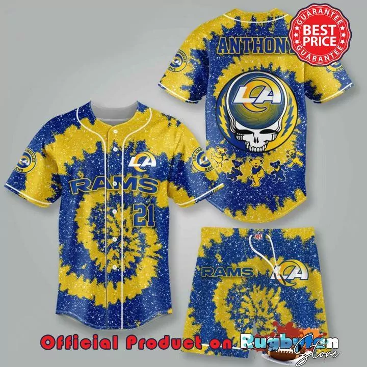 Custom Name And Number NFL Los Angeles Rams Halloween Baseball Gift For Fans 3d Baseball Shirt