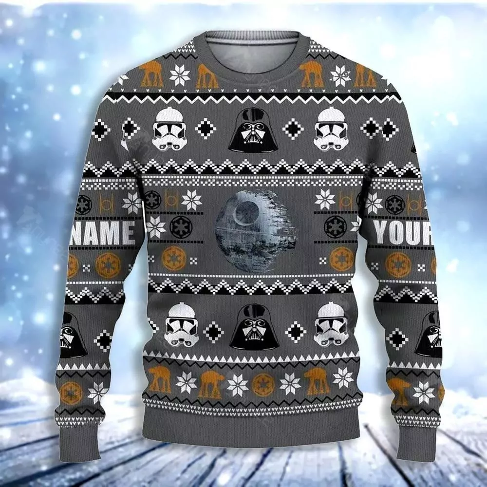 Custom Name Darth Vader Stormtrooper Christmas Awesome 3d ugly sweatshirt