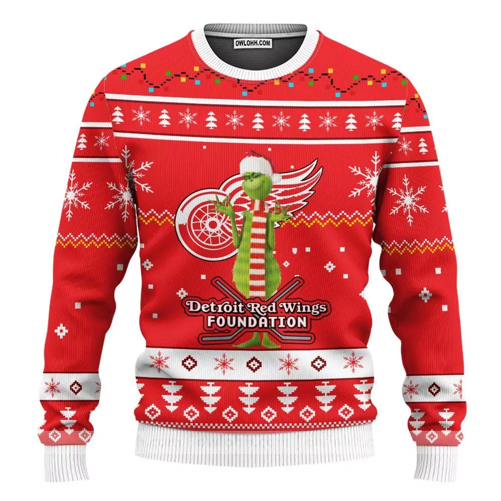 Custom Name Detroit Red Wings Ice Hockey Christmas Awesome 3d ugly sweatshirt