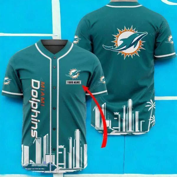 Custom Name NFL Miami Dolphins Baseball Best Gift For Men And Women 3d Baseball Shirt