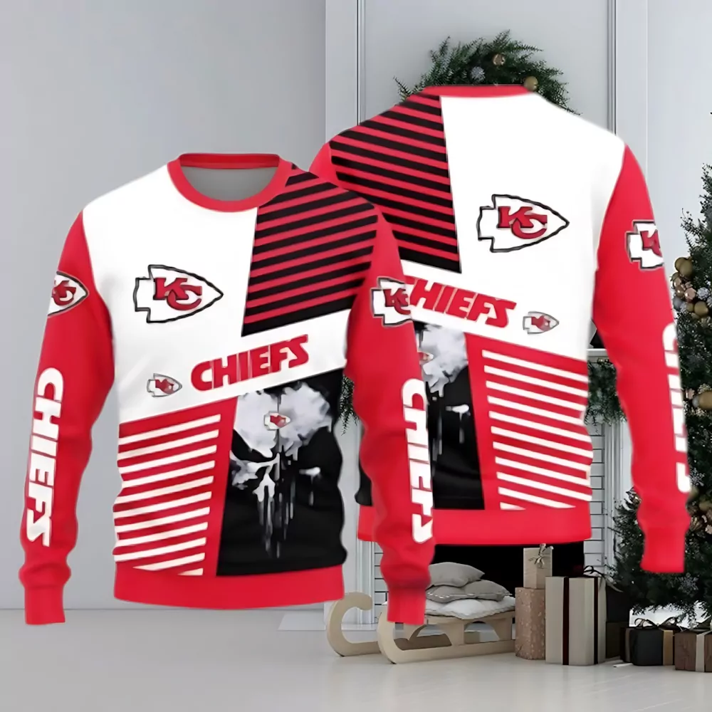 Custom Name Number Nfl Kansas City Chiefs Rugby Stadium Christmas 3d ugly sweatshirt
