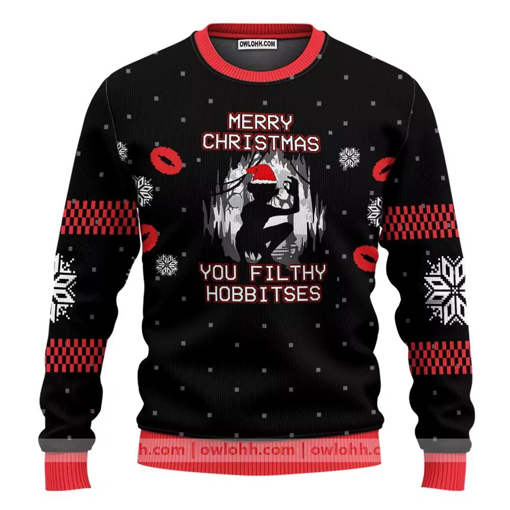 Cute Xmas Lotr Filthy Hobitses Christmas Woolen Christmas Awesome 3d ugly sweatshirt