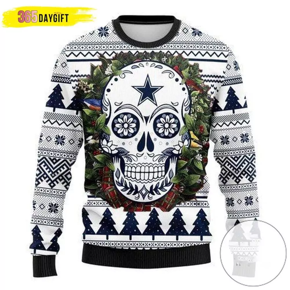 Dallas Cowboys Christmas Dallas Cowboys Skull Christmas Limited 3d ugly sweatshirt