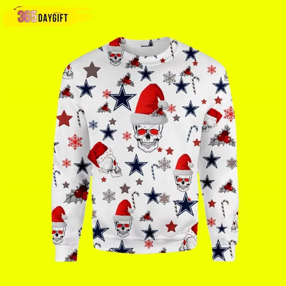 Dallas Cowboys Christmas Dallas Cowboys Skull Christmas Limited 3d ugly sweatshirt