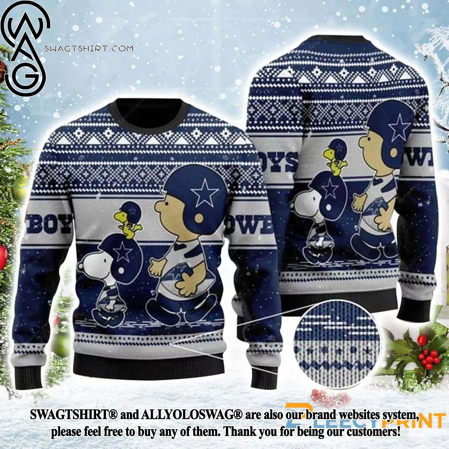 Dallas Cowboys Football Team White Christmas Dallas Cowboys 3d ugly sweatshirt