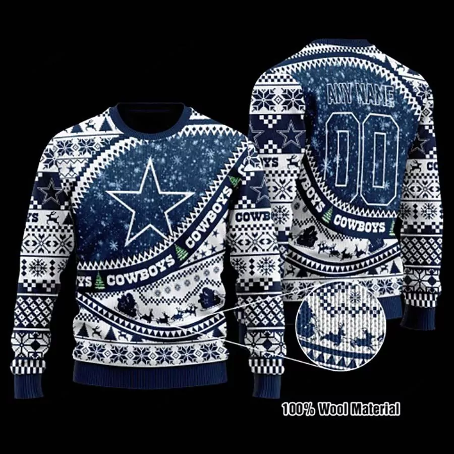 Dallas Cowboys Football Team White Christmas Dallas Cowboys 3d ugly sweatshirt