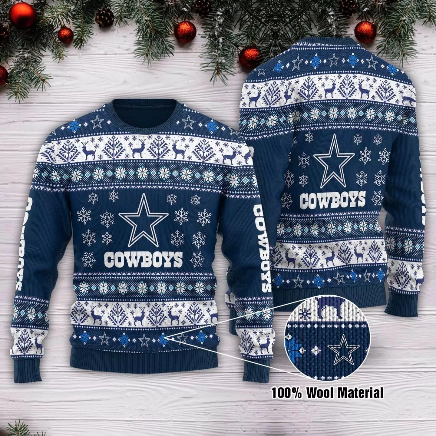 Dallas Cowboys Football Team White Christmas Dallas Cowboys 3d ugly sweatshirt