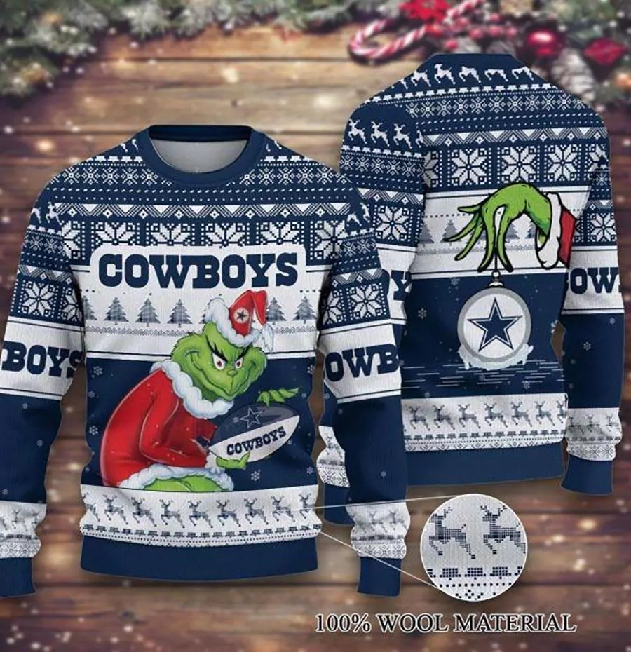Dallas Cowboys Grateful Dead Bear Pattern Christmas Dallas Cowboys Christmas 3d ugly sweatshirt