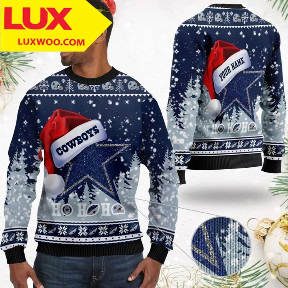 Dallas Cowboys Grateful Dead Bear Pattern Christmas Dallas Cowboys Christmas 3d ugly sweatshirt