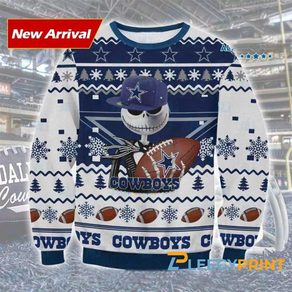 Dallas Cowboys Jack Skellington Halloween Holiday Party Dallas Cowboys Christmas 3d ugly sweatshirt