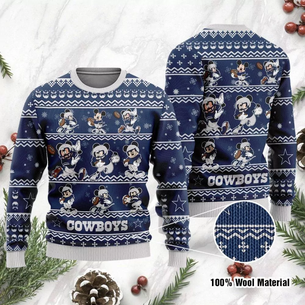 Dallas Cowboys Mickey Mouse Disney Christmas Dallas Cowboys Christmas 3d ugly sweatshirt