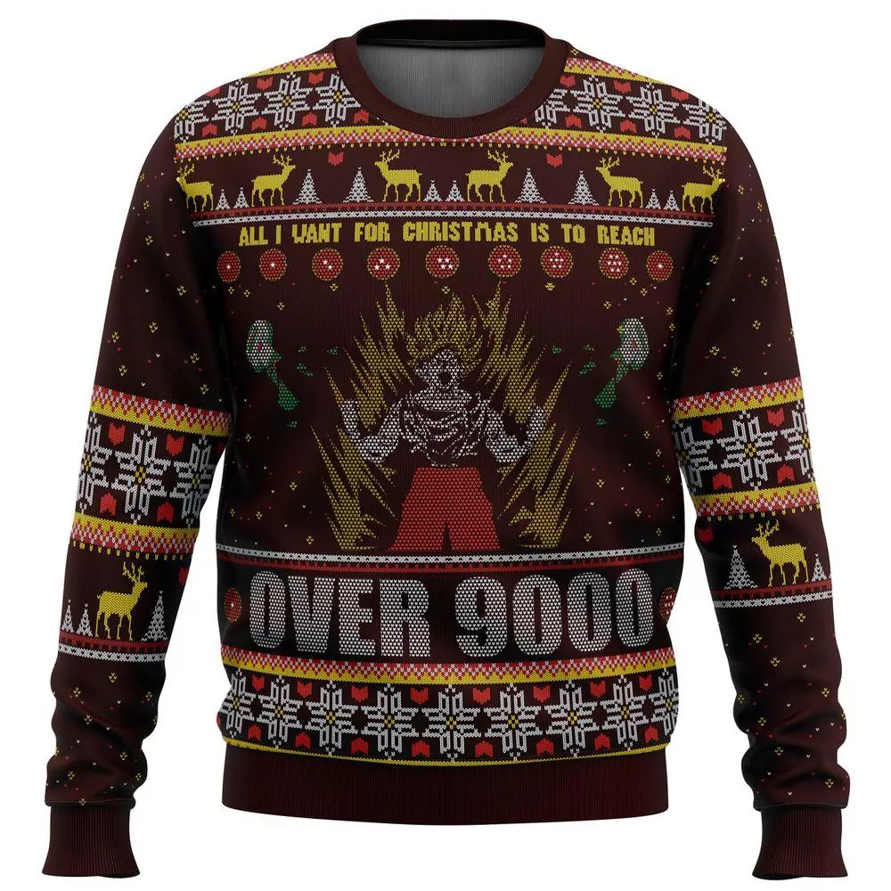 Dbz Goku Over 9000 Dragon Ball Z Party Ideas Christmas Limited 3d ugly sweatshirt
