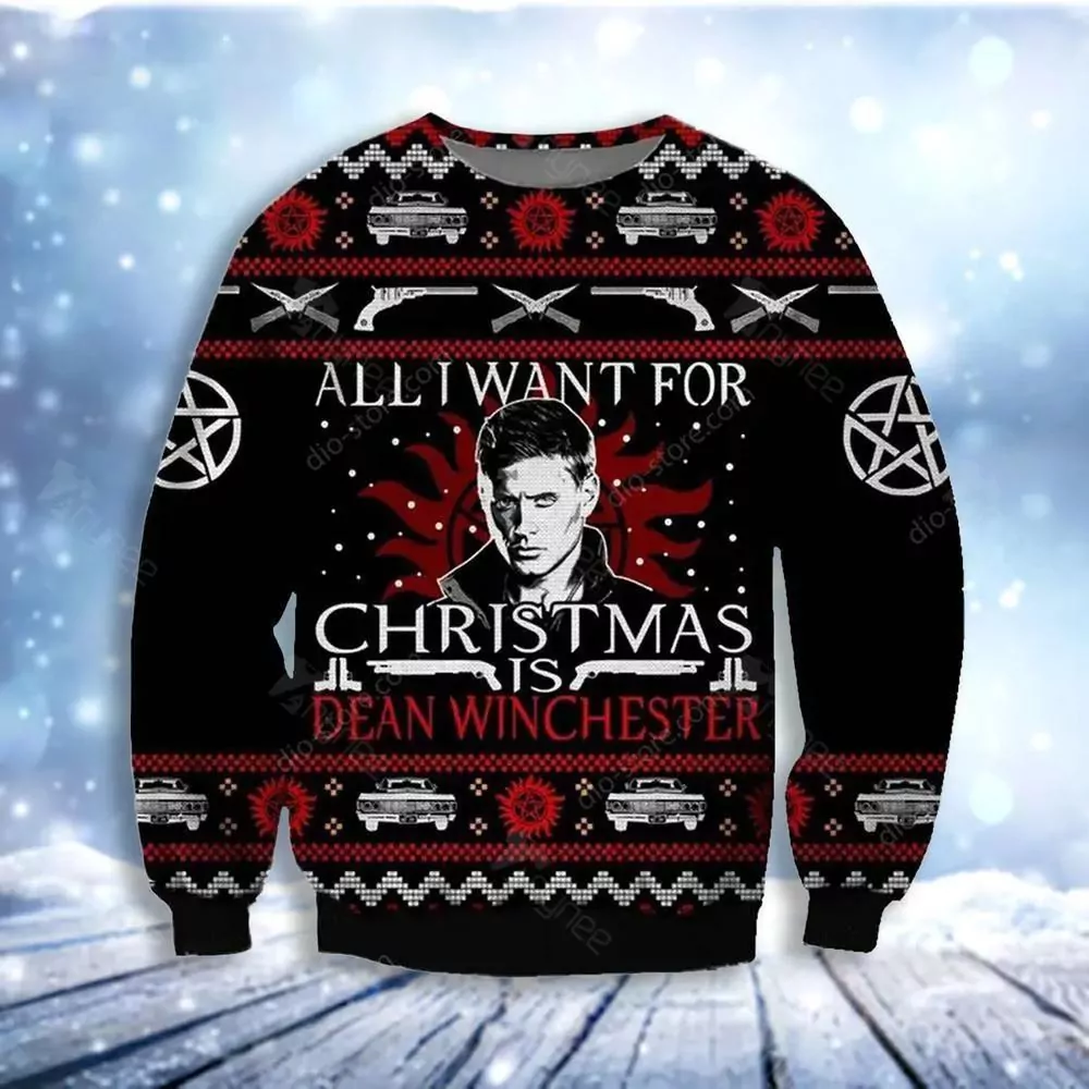 Dean Winchester Christmas Awesome 3d ugly sweatshirt