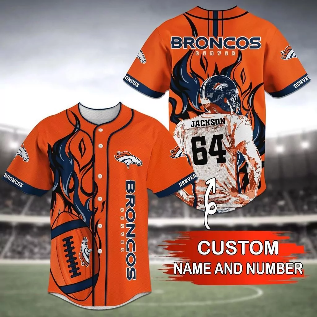 Denver Broncos NFL Baseball with Personalized Name for Fans 3d Baseball Shirt