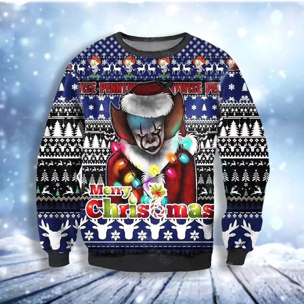 Derry Pennywise Christmas 3d ugly sweatshirt