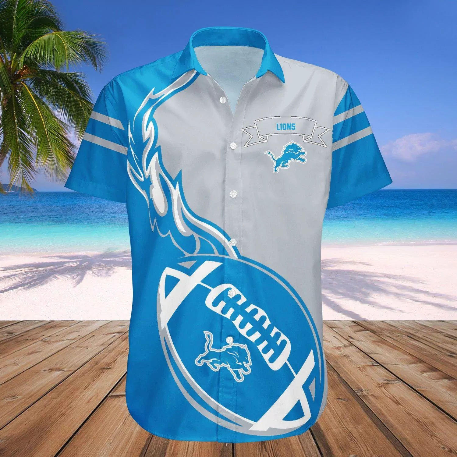 Detroit Lions Hawaii Flame Ball NFL 3d hawaiian Shirt