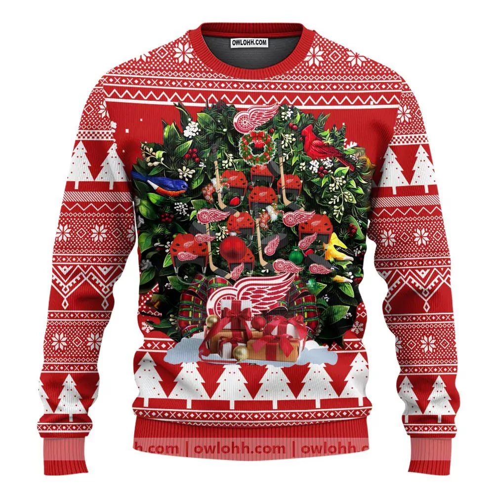 Detroit Red Wings Tree Ball Party Ideas Christmas 3d ugly sweatshirt