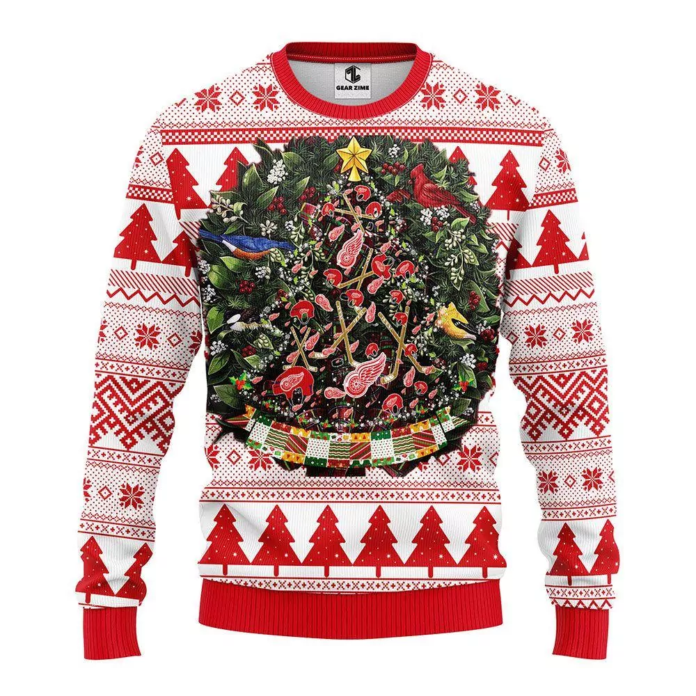Detroit Red Wings Tree Ball Party Ideas Christmas 3d ugly sweatshirt