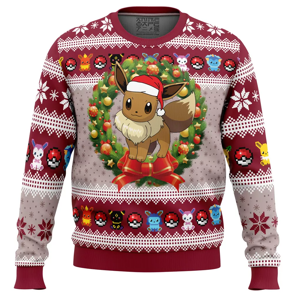 Eevee Merry Christmas Pokemon Christmas Holiday 3d ugly sweatshirt