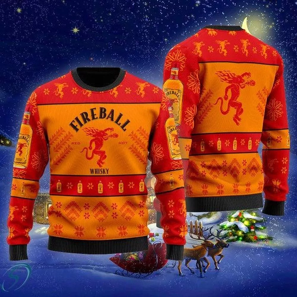 Fireball Whiskey Christmas 3d ugly sweatshirt