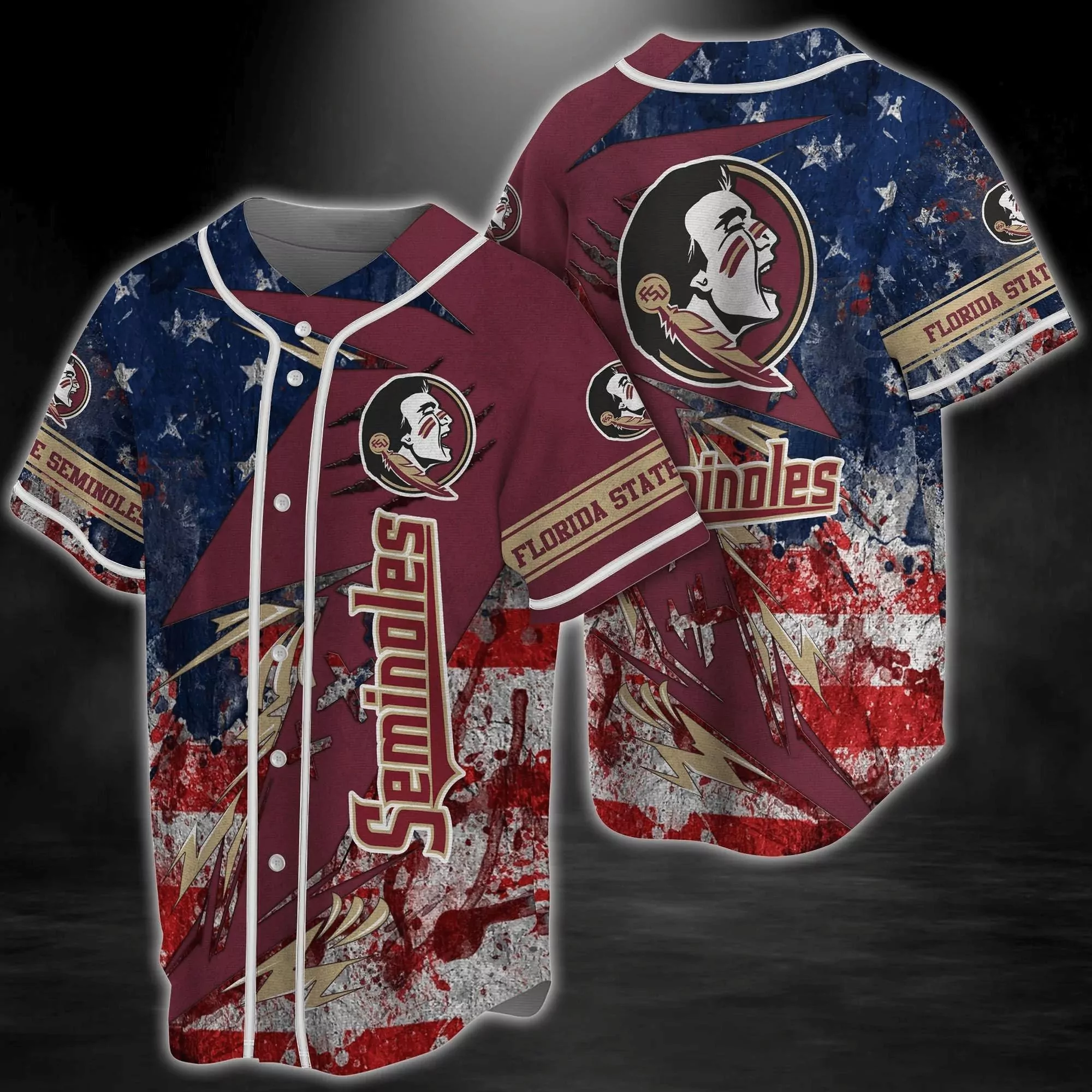Florida State Seminoles Personalized Custom Name Baseball Camo 3d Baseball Shirt