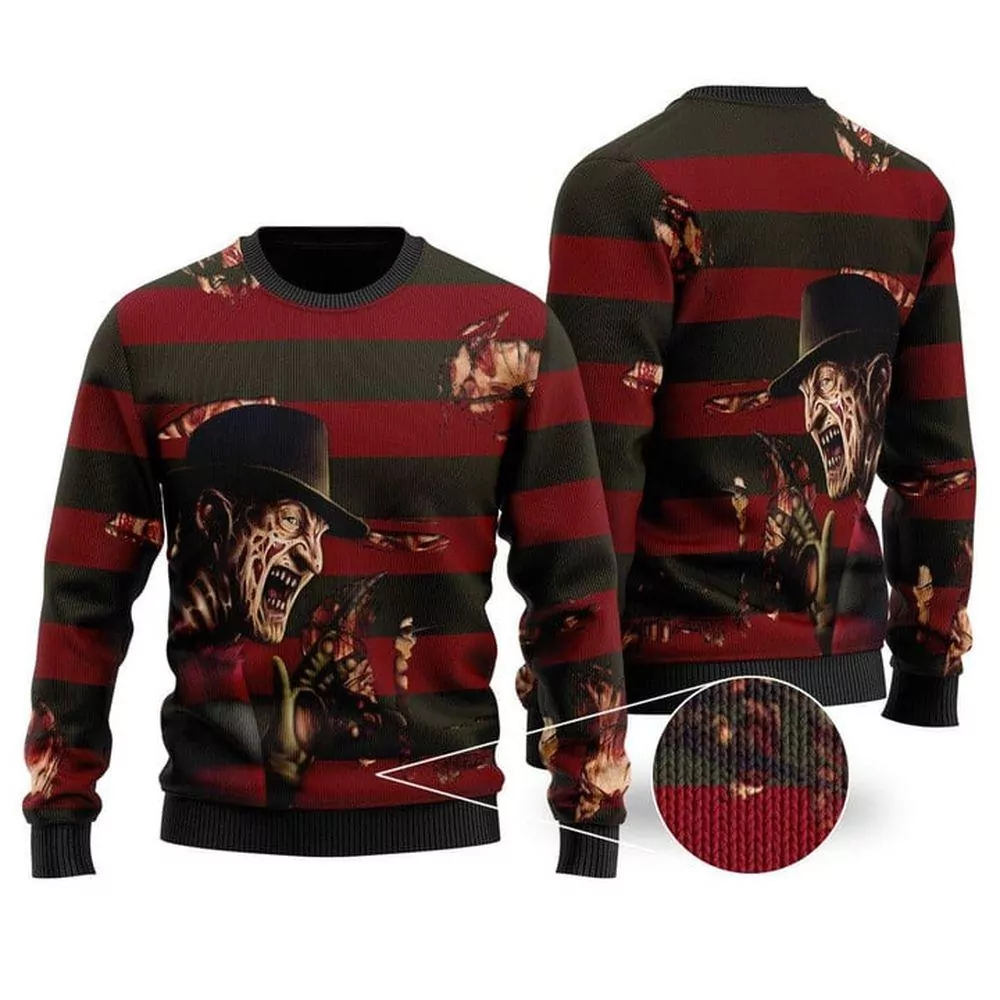 Freddy Krueger A Nightmare On Elm Street Party Ideas Christmas Awesome 3d ugly sweatshirt