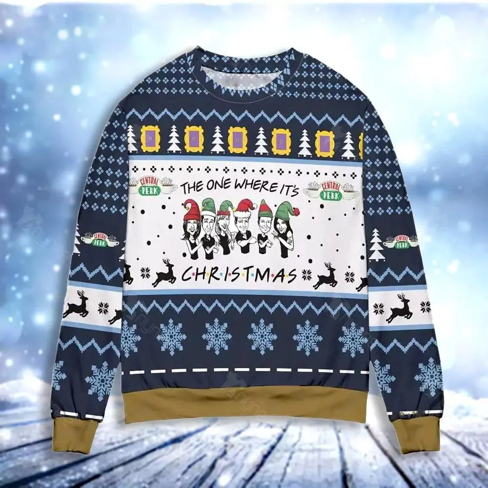 Friends Holiday Armadillo Print Christmas Awesome 3d ugly sweatshirt