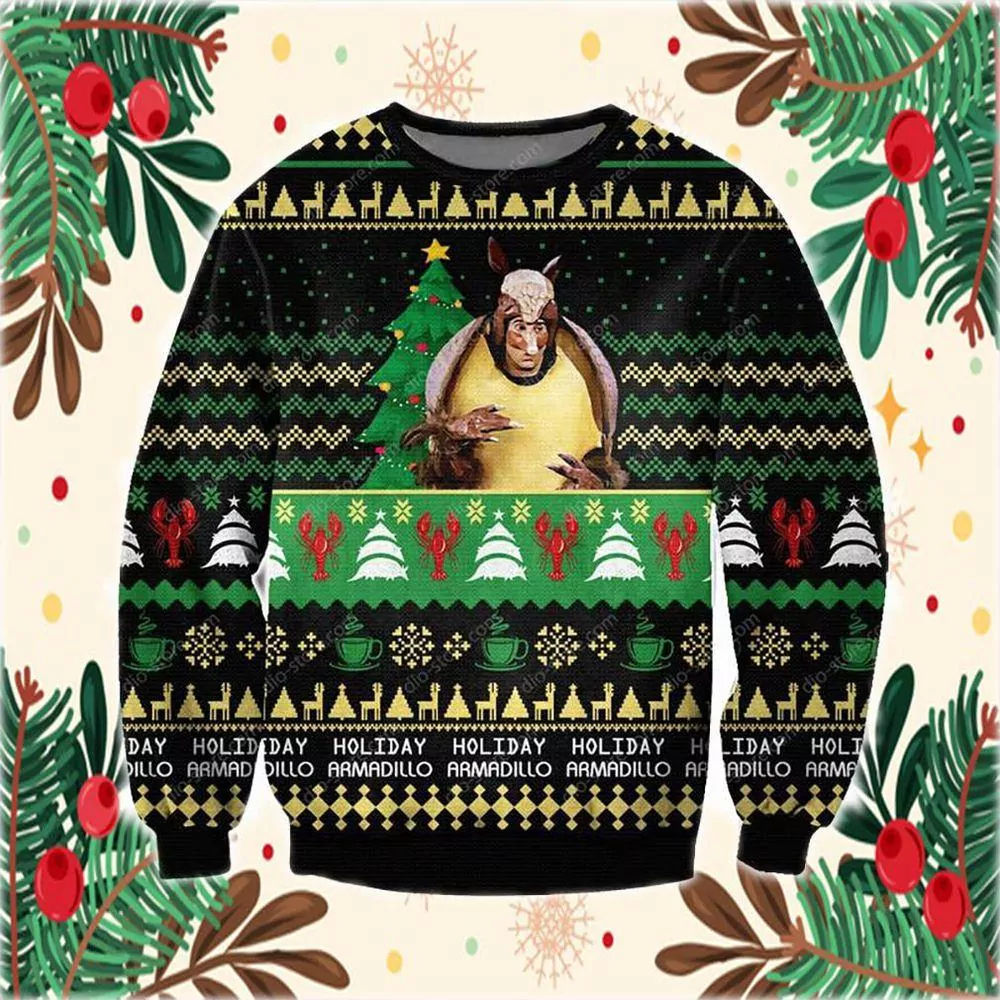 Friends Holiday Armadillo Print Christmas Awesome 3d ugly sweatshirt