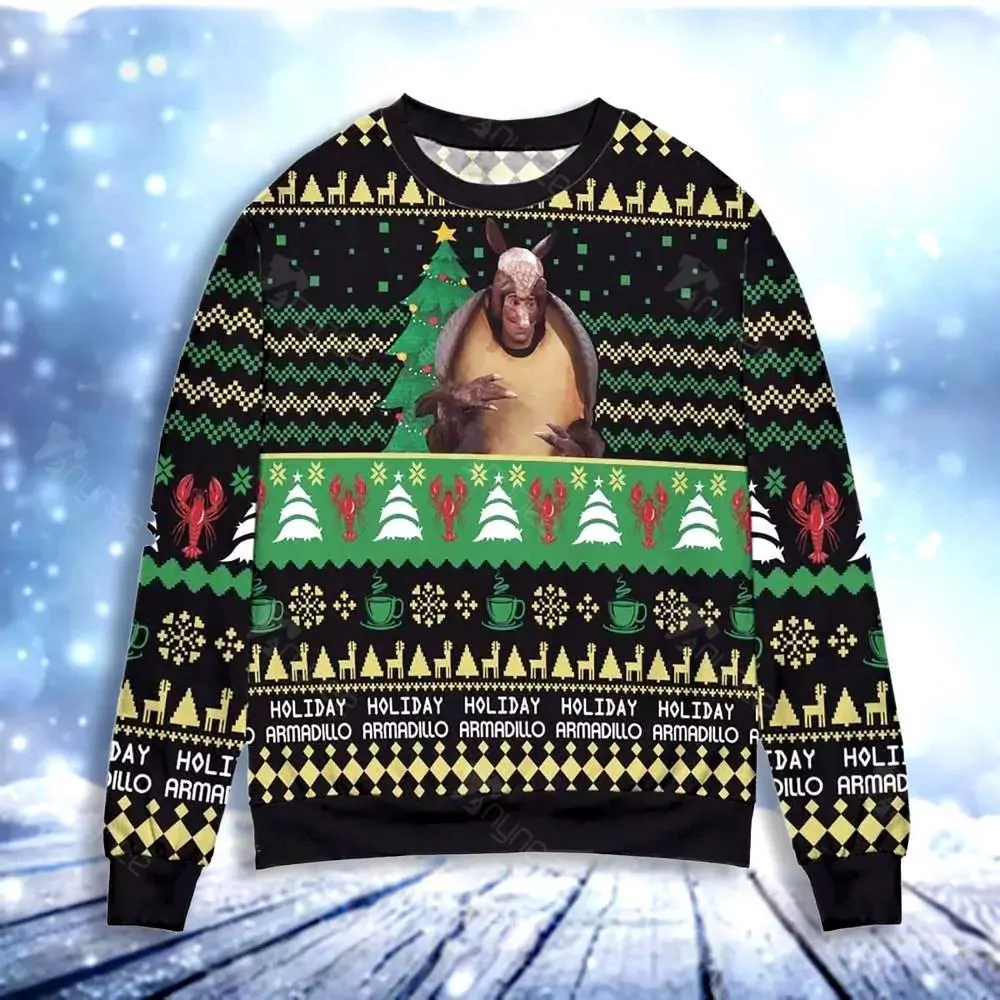 Friends Holiday Armadillo Print Christmas Awesome 3d ugly sweatshirt
