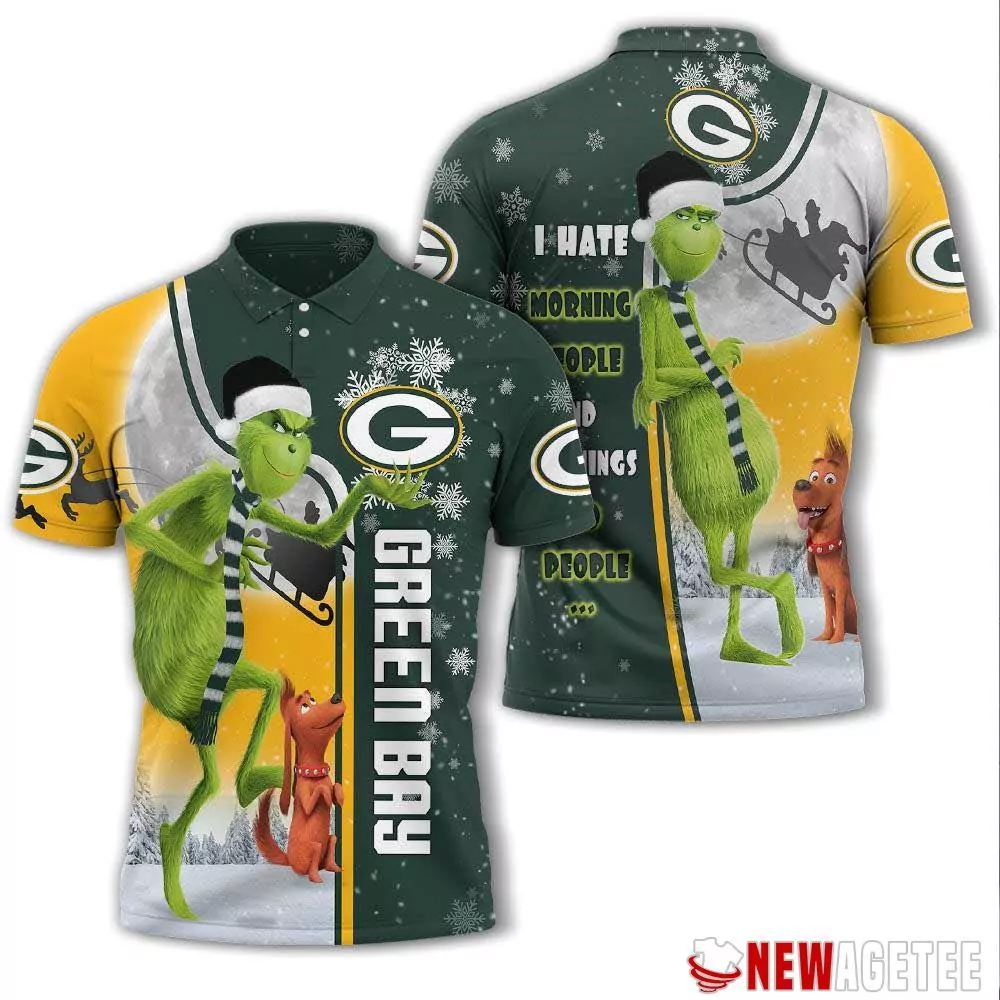 Grinch Stole Christmas Green Bay Packers Nfl I Hate Morning People 3d polo