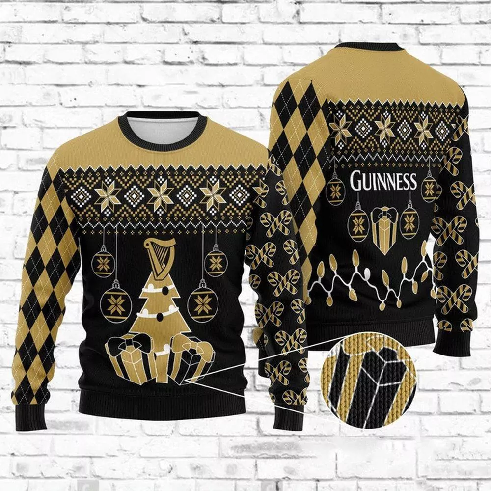 Guinness Beer Christmas Awesome 3d ugly sweatshirt