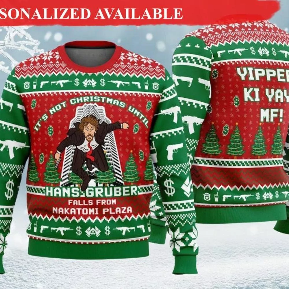 Hans Gruber Christmas Die Hard Movie Christmas Awesome 3d ugly sweatshirt