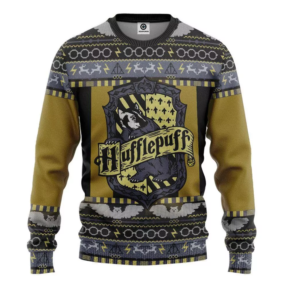Harry Potter Hufflepuff Christmas Ver 3 Custom Party Ideas Christmas Awesome 3d ugly sweatshirt