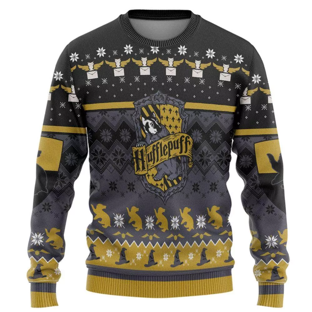 Harry Potter Hufflepuff Christmas Ver 3 Custom Party Ideas Christmas Awesome 3d ugly sweatshirt