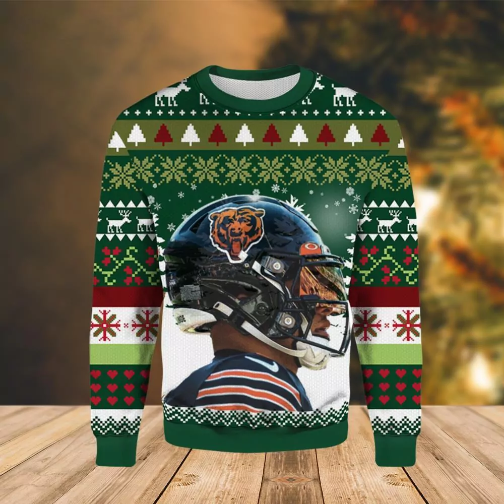 Helmet Chicago Bears Christmas 3d ugly sweatshirt