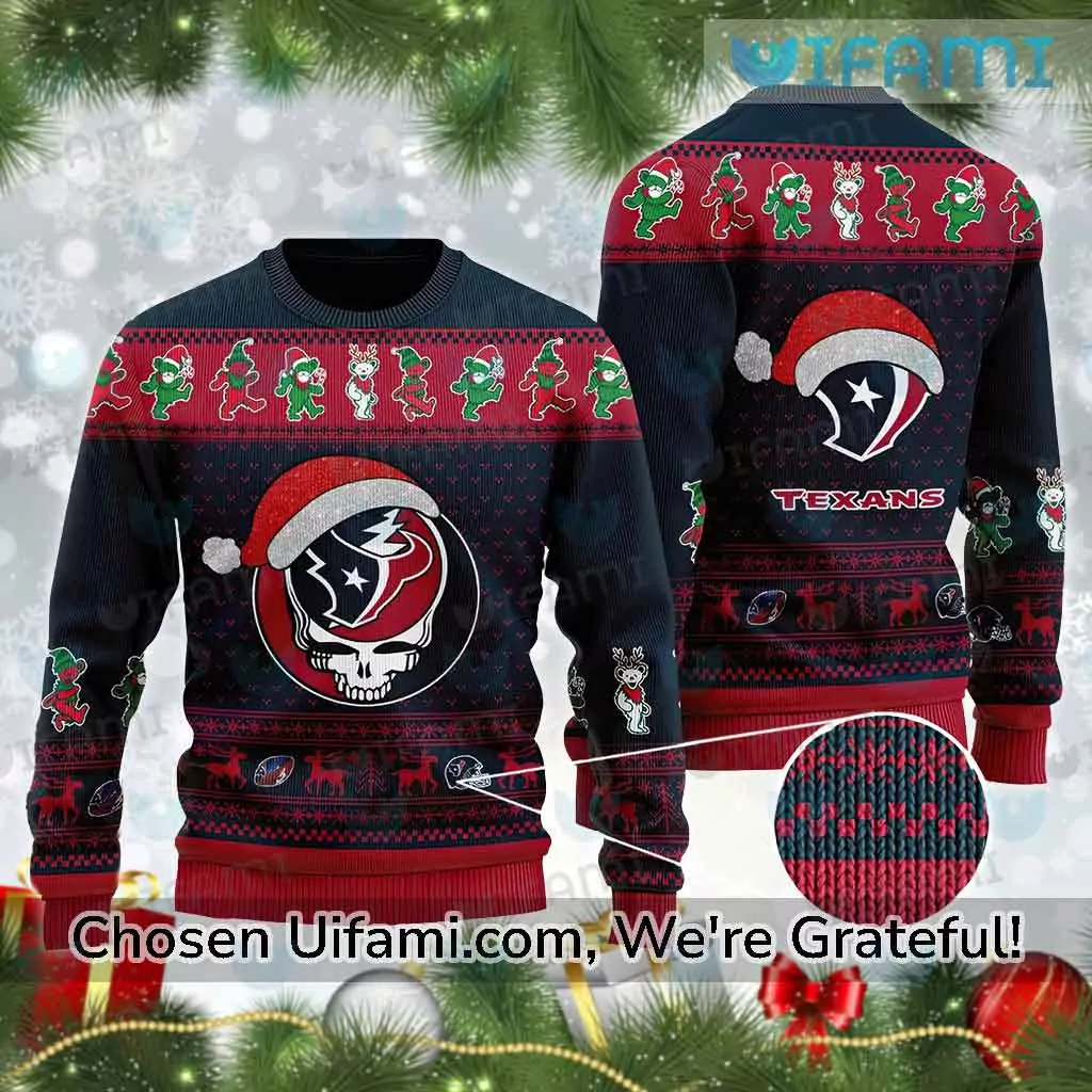 Houston Texans Grinch NFL christmas gift white edition 3d ugly sweatshirt