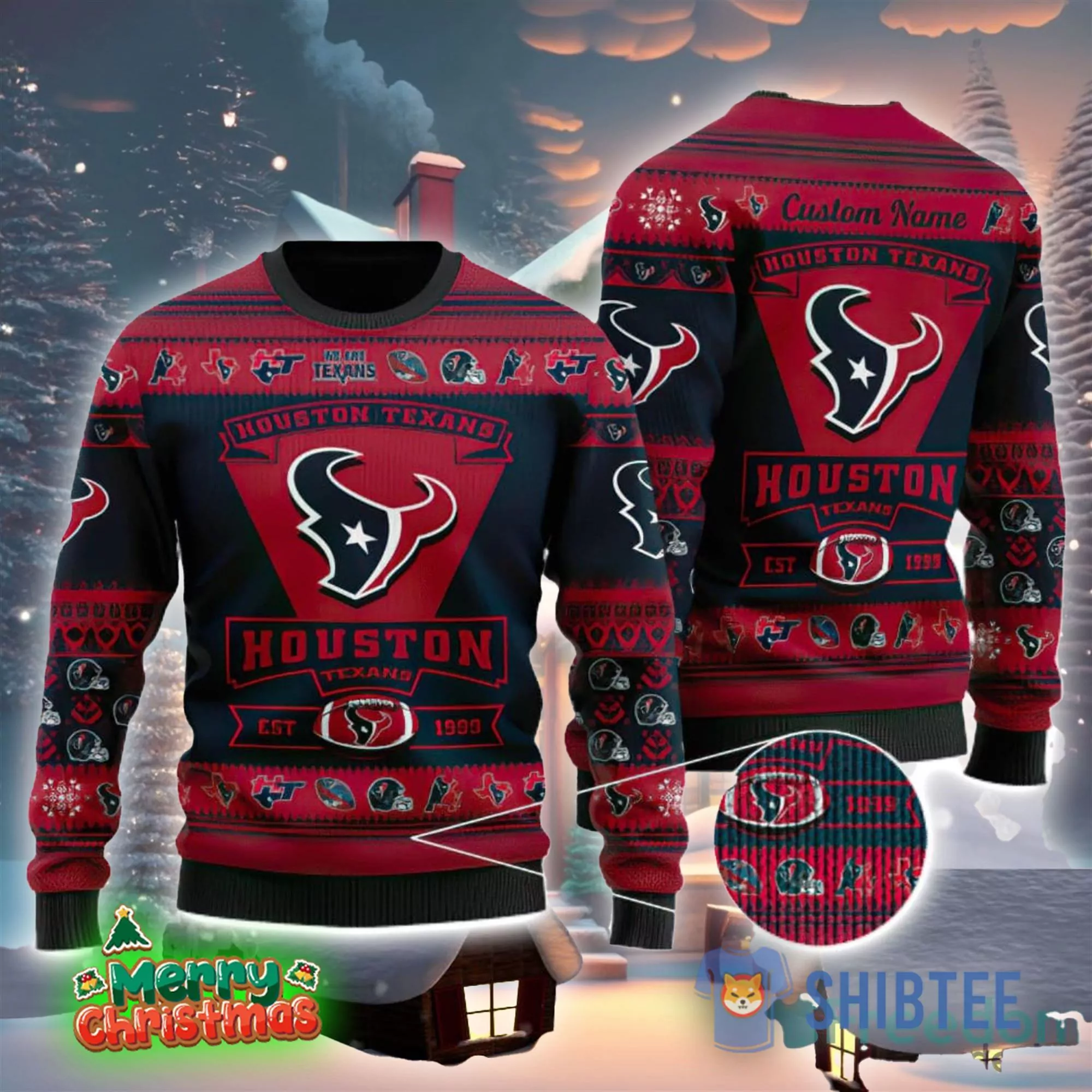 Houston Texans I’t A Good Day To Be A Christmas Custom Name 3d ugly sweatshirt