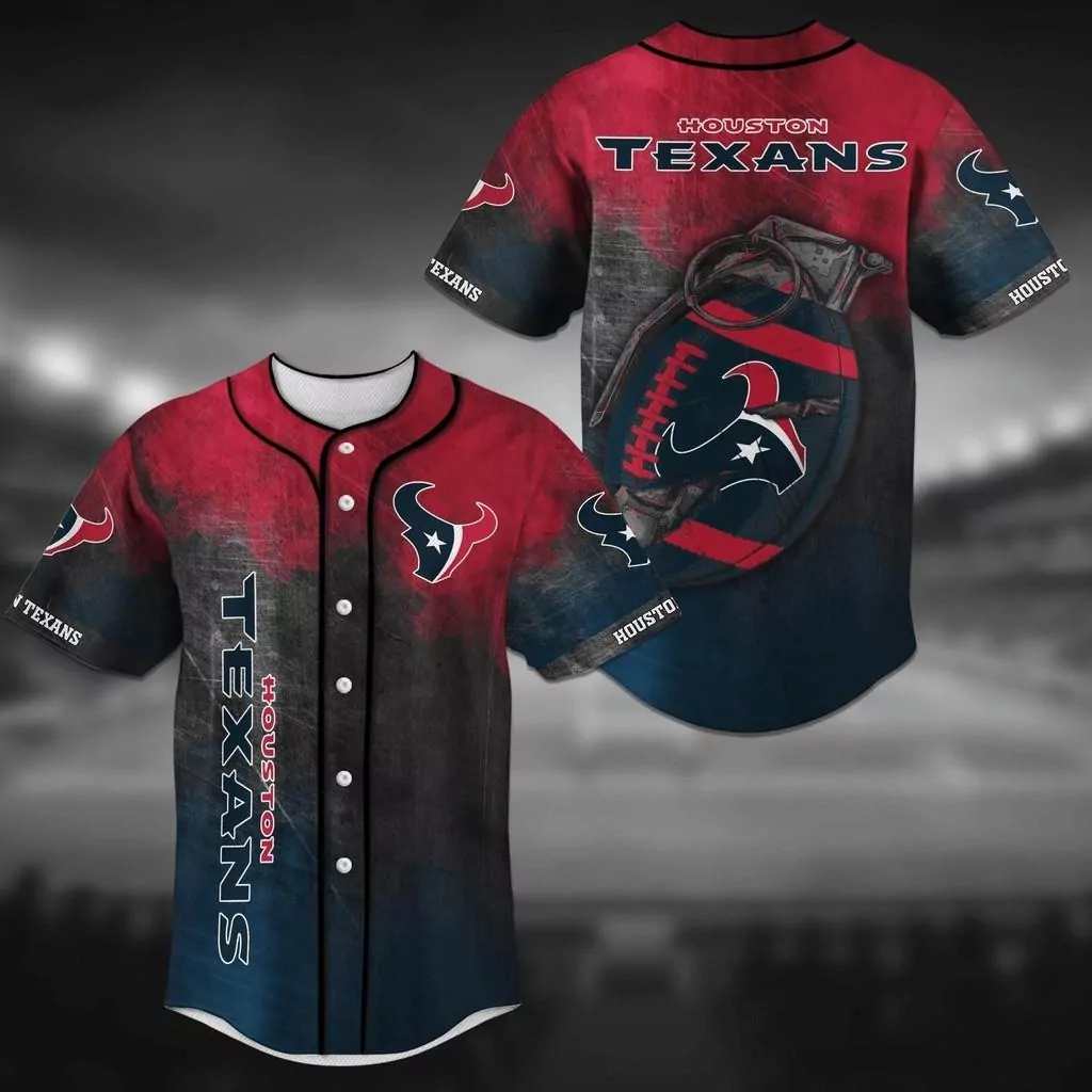 Houston Texans NFL Baseball Classic Design for Game Day 3d Baseball Shirt