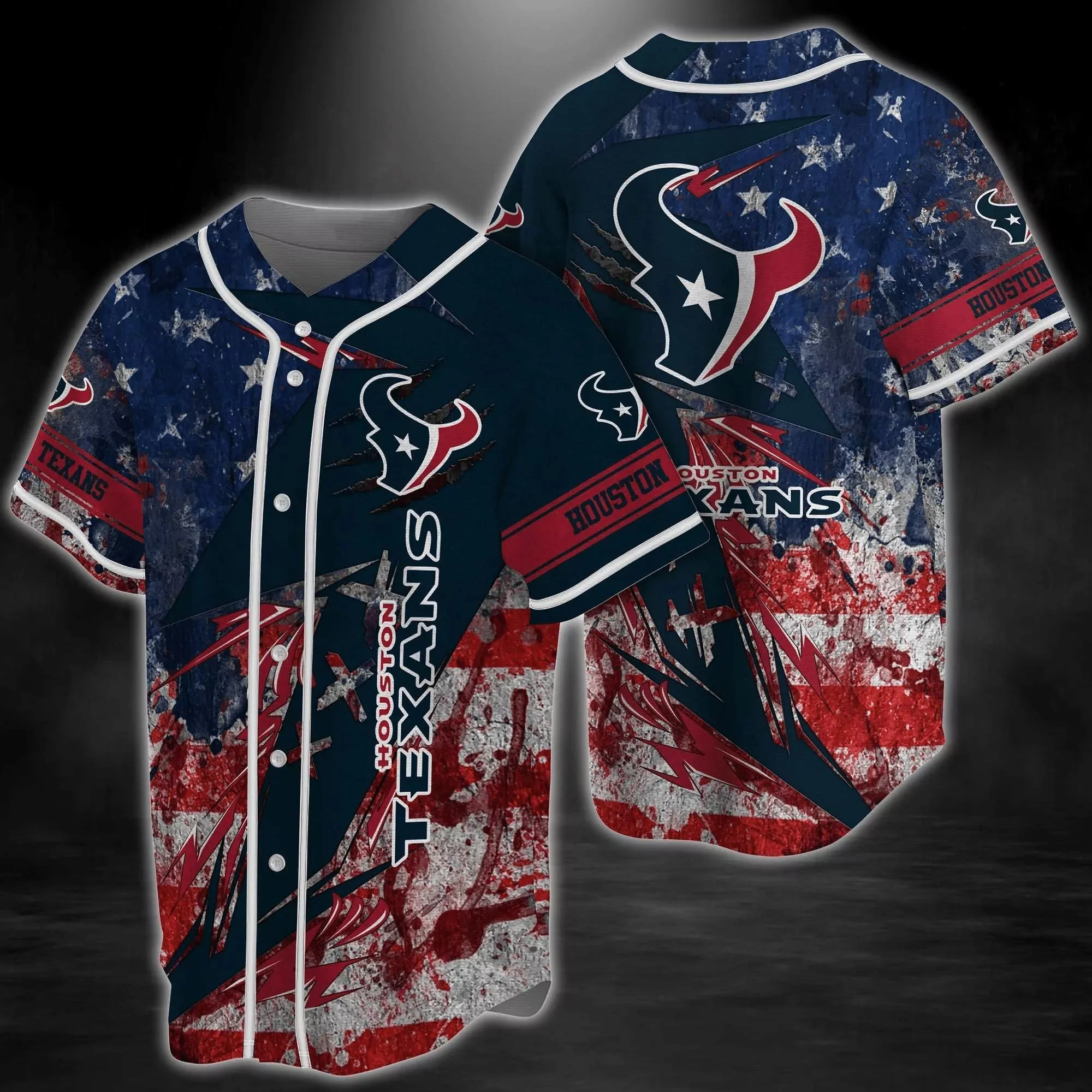 Houston Texans NFL Baseball Classic Design for Game Day 3d Baseball Shirt