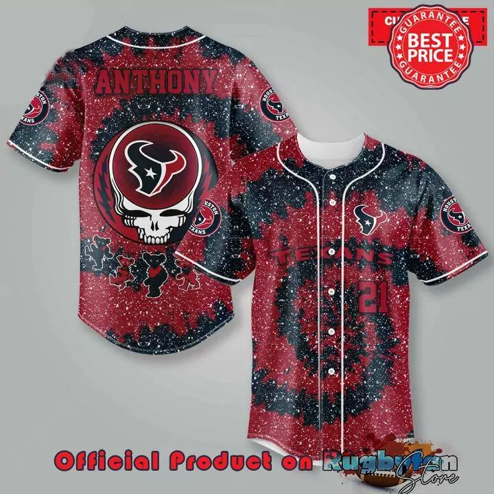 Houston Texans NFL Baseball with Custom Name 3d Baseball Shirt