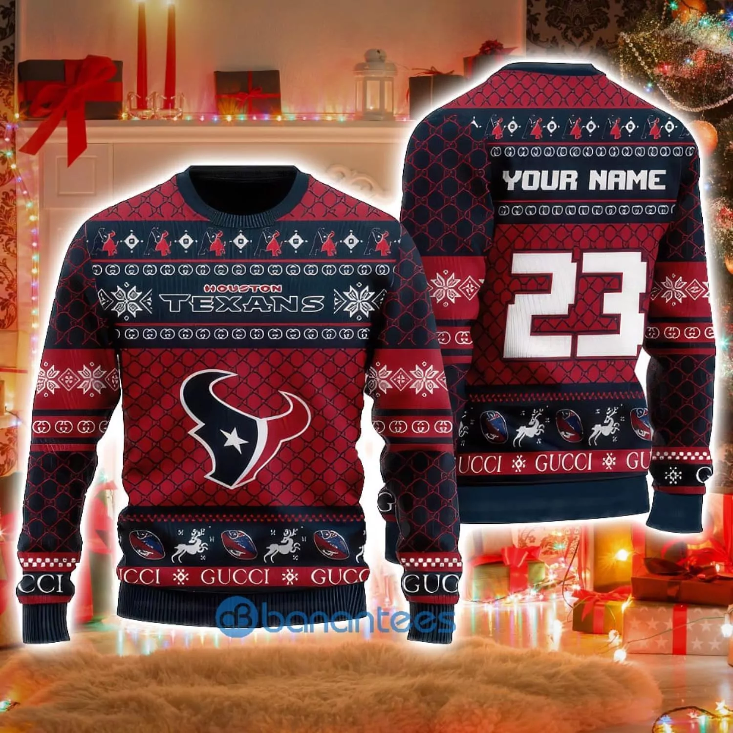 Houston Texans NFL Christmas New Gift Custom Name 3d ugly sweatshirt