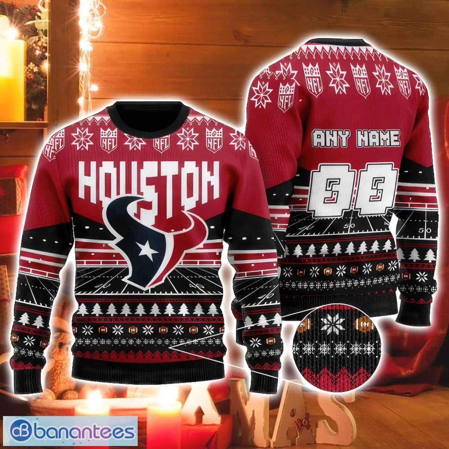 Houston Texans NFL Christmas New Gift Custom Name 3d ugly sweatshirt