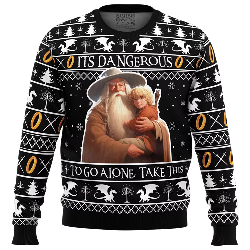 It's Dangerous to go Alone Lord of the Rings Christmas Holiday 3d ugly sweatshirt